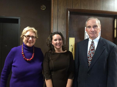 Board members Dorothy Bowles (left) and Rick Hollow (right) with TCOG executive director Deborah Fisher at the Greene County Courthouse.