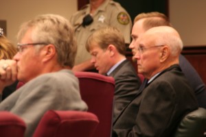 From left: Citizen Ken Jakes and Sumner Schools attorneys Todd Presnell and Jim Fuqua listen the judge's ruling that the school district violated the Tennessee Public Records Act.