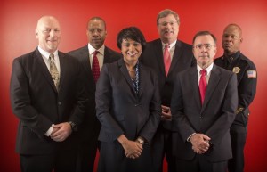 Doug McGowen (from left), Bruce McMullen, Ursula Madden, Jim Strickland, Brian Collins, Toney Armstrong